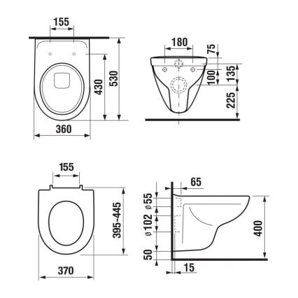 JIKA H8663800000001 - Zidna WC školjka LYRA keramika/bijela + WC daska SoftClose LYRA duroplast/bijela