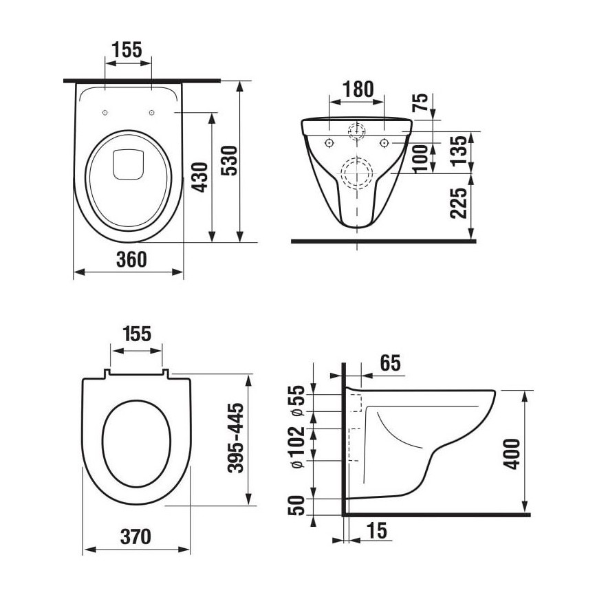 JIKA H8663800000001 - Zidna WC školjka LYRA keramika/bijela + WC daska SoftClose LYRA duroplast/bijela