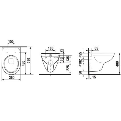 JIKA H8663810000001- Zidni WC LYRA keramika/bijela + toaletno sjedalo LYRA duroplast/bijela