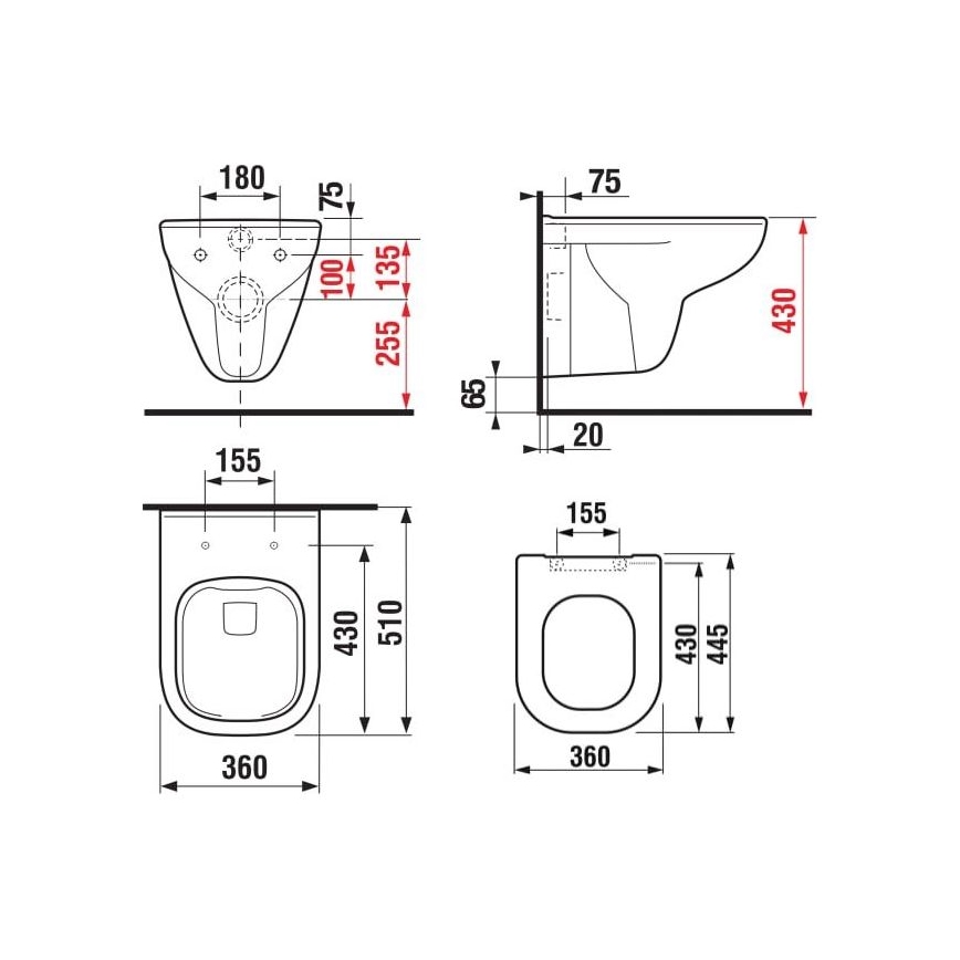 JIKA H8666140000001 - Zidna WC školjka DEEP keramika/bijela + WC daska SoftClose DEEP duroplast/bijela