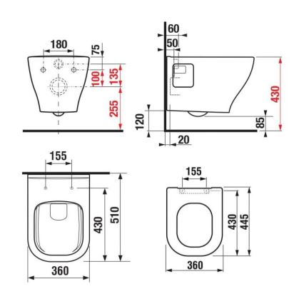 JIKA H8666160000001 - Viseća WC školjka DEEP keramika/bijela + toaletno sjedalo SoftClose DEEP duroplast/bijela