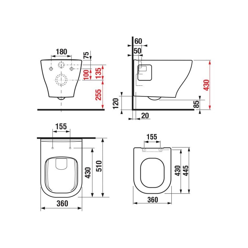 JIKA H8666160000001 - Viseća WC školjka DEEP keramika/bijela + toaletno sjedalo SoftClose DEEP duroplast/bijela