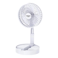 JOHNSON - Punjivi stolni ventilator GIRAFFA 5W/3,7V 1200 mAh promjer 20 cm bijela