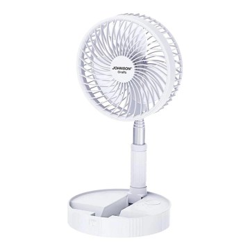 JOHNSON - Punjivi stolni ventilator GIRAFFA 5W/3,7V 1200 mAh promjer 20 cm bijela