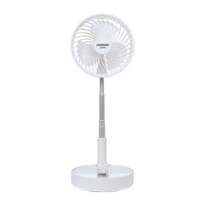 JOHNSON - Punjivi stolni ventilator GIRAFFA 5W/3,7V 1200 mAh promjer 20 cm bijela
