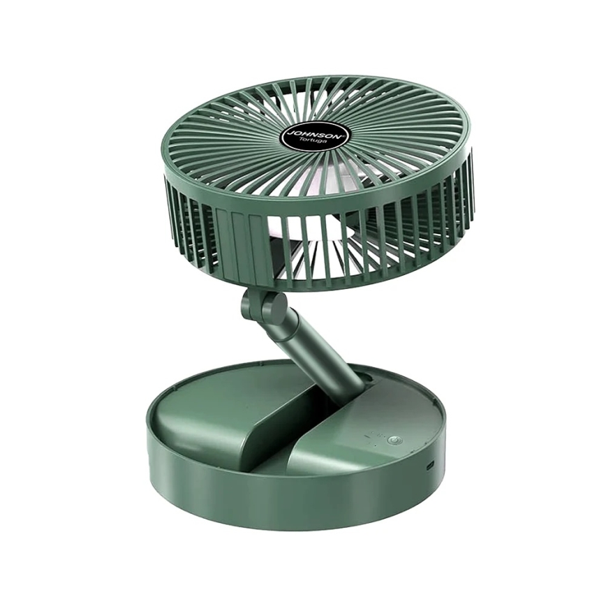 JOHNSON - Punjivi stolni ventilator TORTUGA 5W/3,7V 1200 mAh promjer 16,5 cm zelena