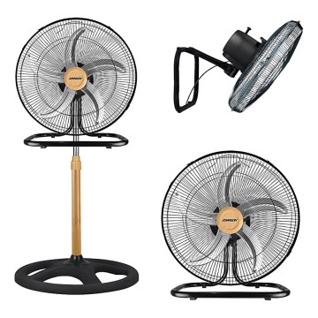 JOHNSON - Stojni ventilator 3 u 1 WOOD 80W/230V Ø 50 cm crna/bež