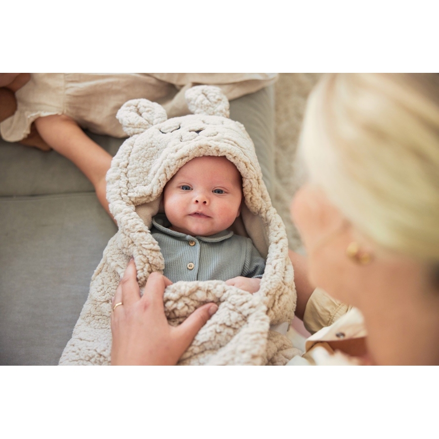 Jollein - Jastuk za nošenje bebe fleece Zečić 100x105 cm Nougat