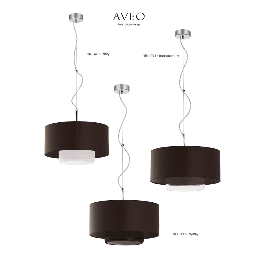 JUPITER 1118-AV1 - Viseća svjetiljka AVEO 1xE27/60W wenge prozirno staklo