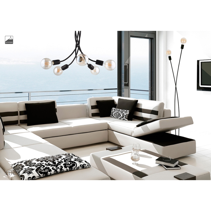 Jupiter 1640 - Viseći luster LUCE 5xE27/60W/230V crna