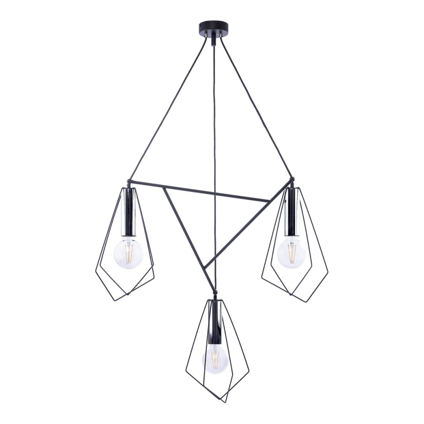 Jupiter 1663 - Luster na sajli KAIR 3xE27/60W/230V crna/sjajni krom
