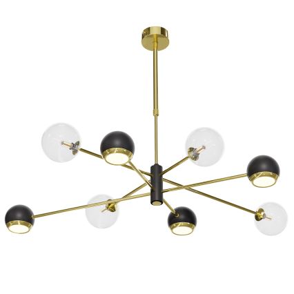 Jupiter 1973 - Luster na šipci MOKA 4xGU10/10W/230V + 4xG9/10W/230V zlatna/crna/prozirna