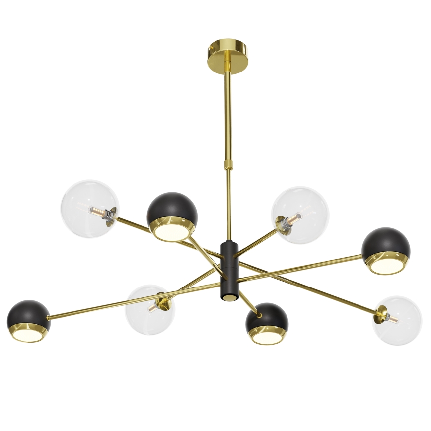 Jupiter 1973 - Luster na šipci MOKA 4xGU10/10W/230V + 4xG9/10W/230V zlatna/crna/prozirna
