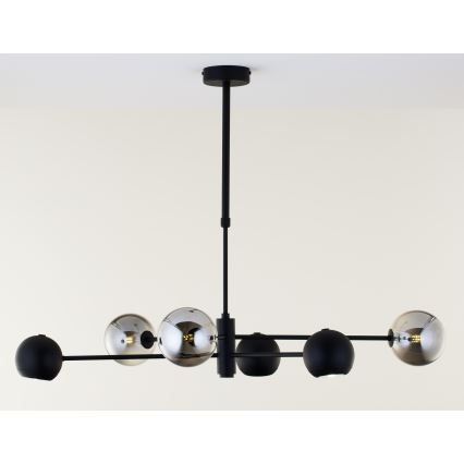 Jupiter 1974 - Viseći luster MOKA 3xGU10/10W/230V + 3xG9/10W/230V crna/sjajni krom
