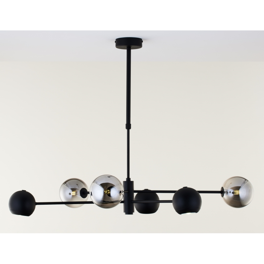 Jupiter 1974 - Viseći luster MOKA 3xGU10/10W/230V + 3xG9/10W/230V crna/sjajni krom