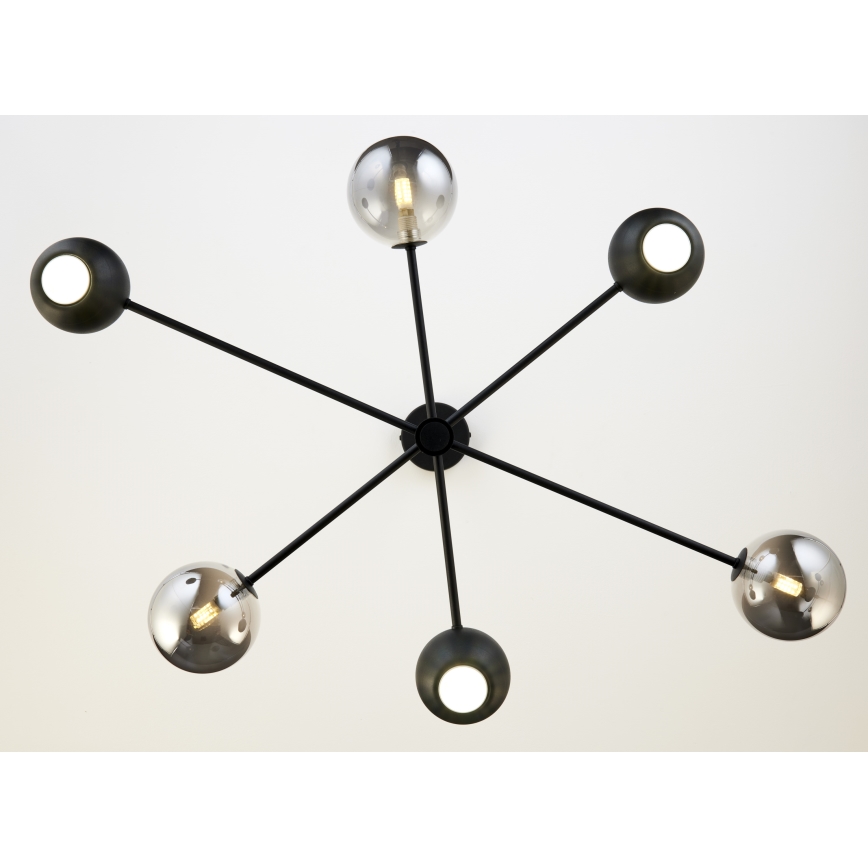 Jupiter 1974 - Viseći luster MOKA 3xGU10/10W/230V + 3xG9/10W/230V crna/sjajni krom