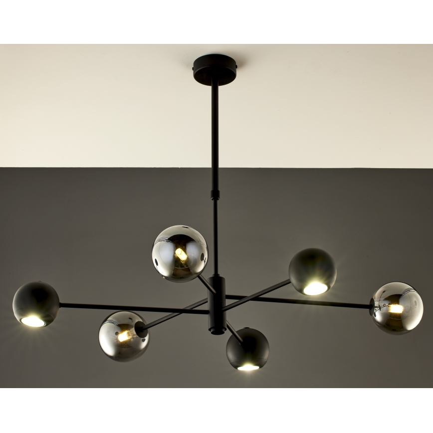 Jupiter 1974 - Viseći luster MOKA 3xGU10/10W/230V + 3xG9/10W/230V crna/sjajni krom
