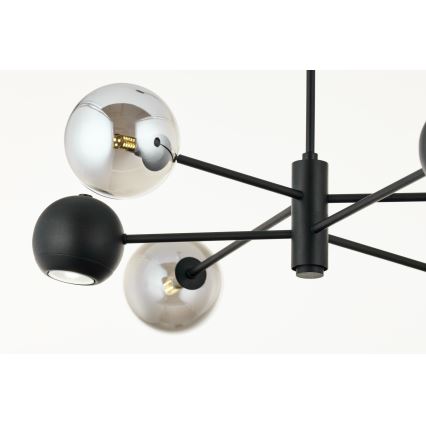 Jupiter 1974 - Viseći luster MOKA 3xGU10/10W/230V + 3xG9/10W/230V crna/sjajni krom