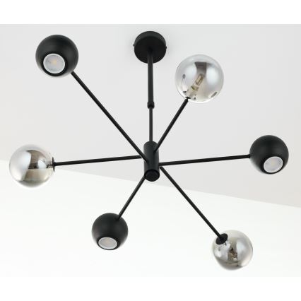 Jupiter 1974 - Viseći luster MOKA 3xGU10/10W/230V + 3xG9/10W/230V crna/sjajni krom