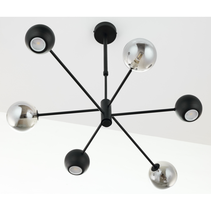 Jupiter 1974 - Viseći luster MOKA 3xGU10/10W/230V + 3xG9/10W/230V crna/sjajni krom