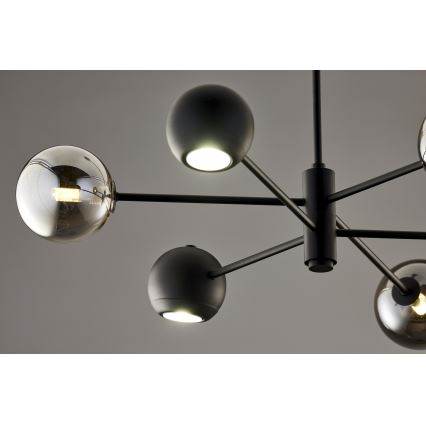 Jupiter 1974 - Viseći luster MOKA 3xGU10/10W/230V + 3xG9/10W/230V crna/sjajni krom