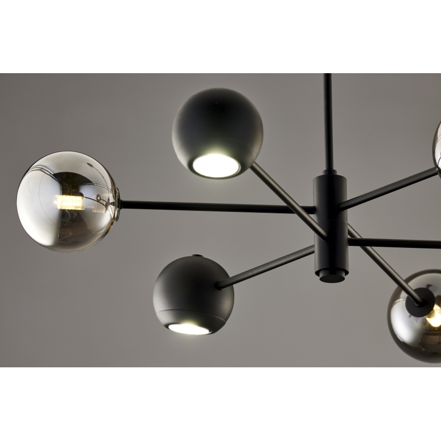 Jupiter 1974 - Viseći luster MOKA 3xGU10/10W/230V + 3xG9/10W/230V crna/sjajni krom