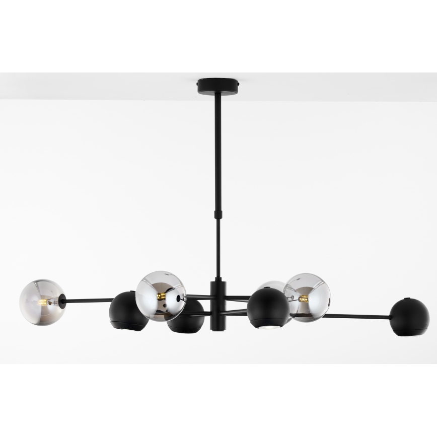 Jupiter 1975 - Viseći luster MOKA 4xGU10/10W/230V + 4xG9/10W/230V crna/sjajni krom