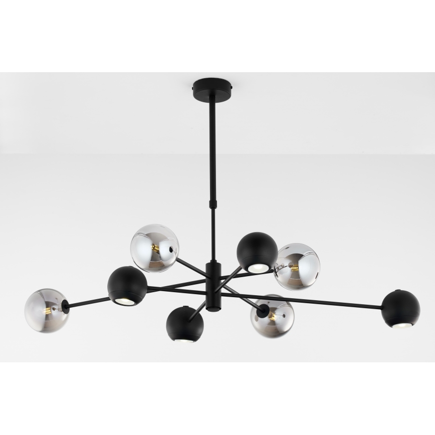 Jupiter 1975 - Viseći luster MOKA 4xGU10/10W/230V + 4xG9/10W/230V crna/sjajni krom