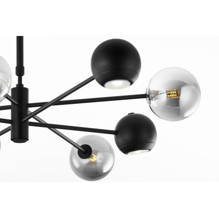 Jupiter 1975 - Viseći luster MOKA 4xGU10/10W/230V + 4xG9/10W/230V crna/sjajni krom