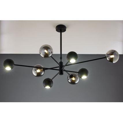 Jupiter 1975 - Viseći luster MOKA 4xGU10/10W/230V + 4xG9/10W/230V crna/sjajni krom