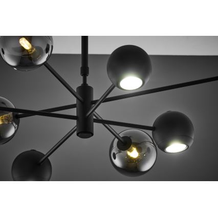 Jupiter 1975 - Viseći luster MOKA 4xGU10/10W/230V + 4xG9/10W/230V crna/sjajni krom