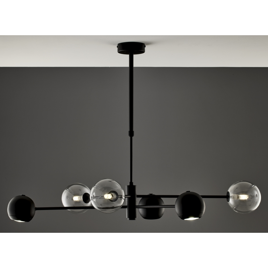 Jupiter 1995 - Viseći luster MOKA 3xGU10/10W/230V + 3xG9/10W/230V crna/prozirna