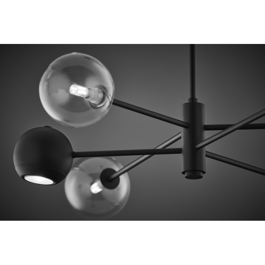 Jupiter 1995 - Viseći luster MOKA 3xGU10/10W/230V + 3xG9/10W/230V crna/prozirna