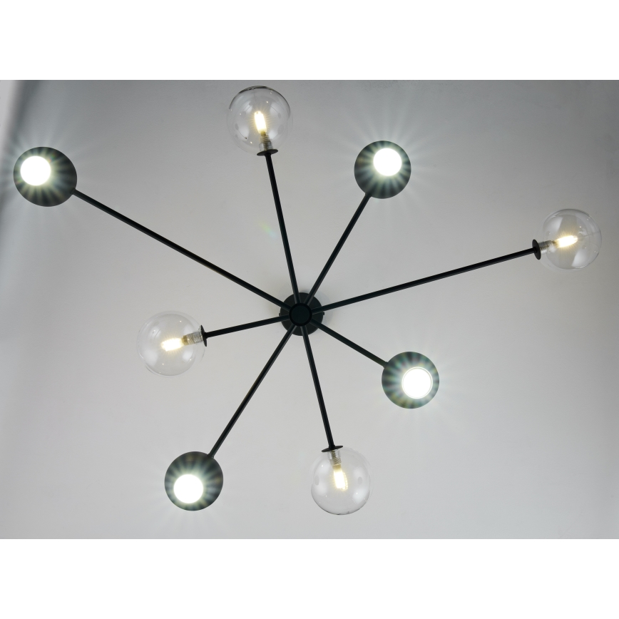Jupiter 1996 - Viseći luster MOKA 4xGU10/10W/230V + 4xG9/10W/230V crna/prozirna