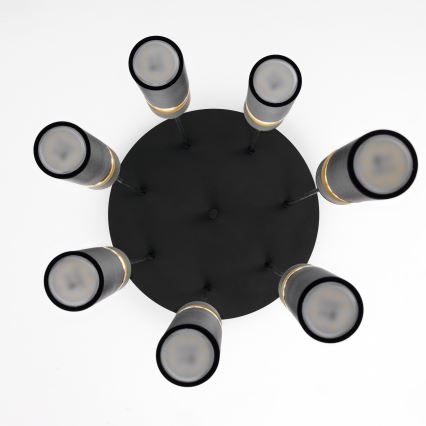 Jupiter 2015 - Luster na sajli ALAS 7xGU10/10W/230V crna/zlatna