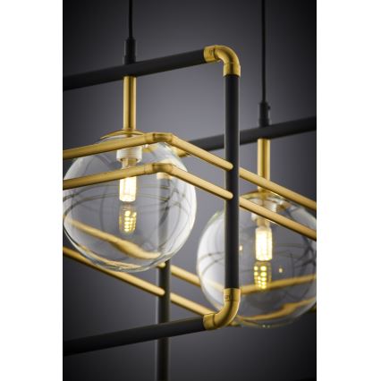 Jupiter 2029 - Luster na sajli FIORI 2xG9/10W/230V crna/zlatna/prozirna
