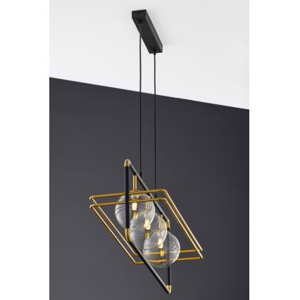 Jupiter 2030 - Luster na sajli FIORI 3xG9/10W/230V crna/zlatna/prozirna