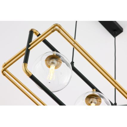 Jupiter 2030 - Luster na sajli FIORI 3xG9/10W/230V crna/zlatna/prozirna