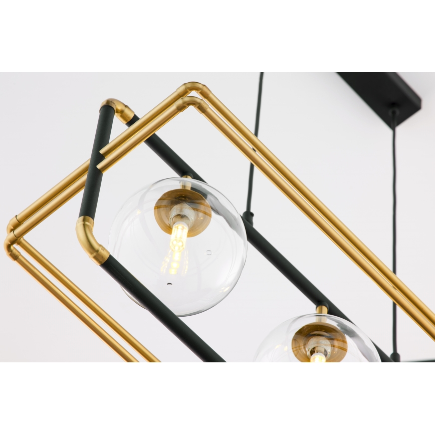 Jupiter 2030 - Luster na sajli FIORI 3xG9/10W/230V crna/zlatna/prozirna