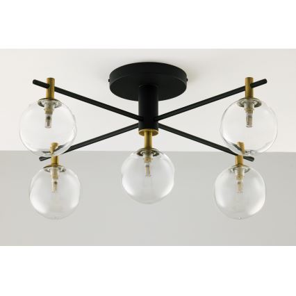 Jupiter 2035 - Nadgradni luster FIGARO 5xG9/10W/230V crna/zlatna/bež/prozirna