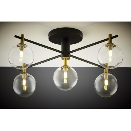 Jupiter 2035 - Nadgradni luster FIGARO 5xG9/10W/230V crna/zlatna/bež/prozirna