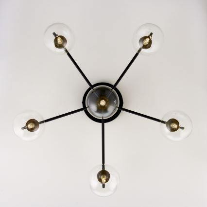 Jupiter 2036 - Nadgradni luster FIGARO 6xG9/10W/230V crna/zlatna/bež/prozirna