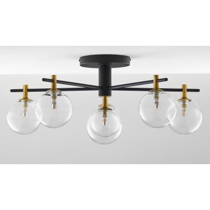 Jupiter 2036 - Nadgradni luster FIGARO 6xG9/10W/230V crna/zlatna/bež/prozirna