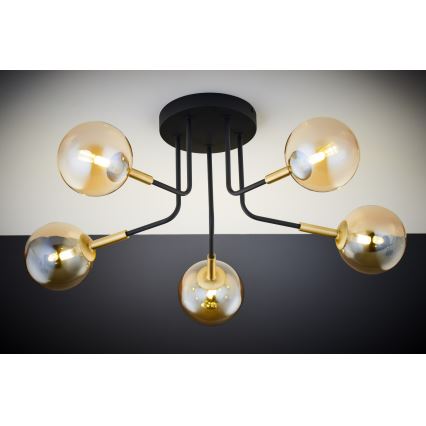 Jupiter 2038 - Viseći luster BURANO 5xG9/10W/230V crna/zlatna/bež