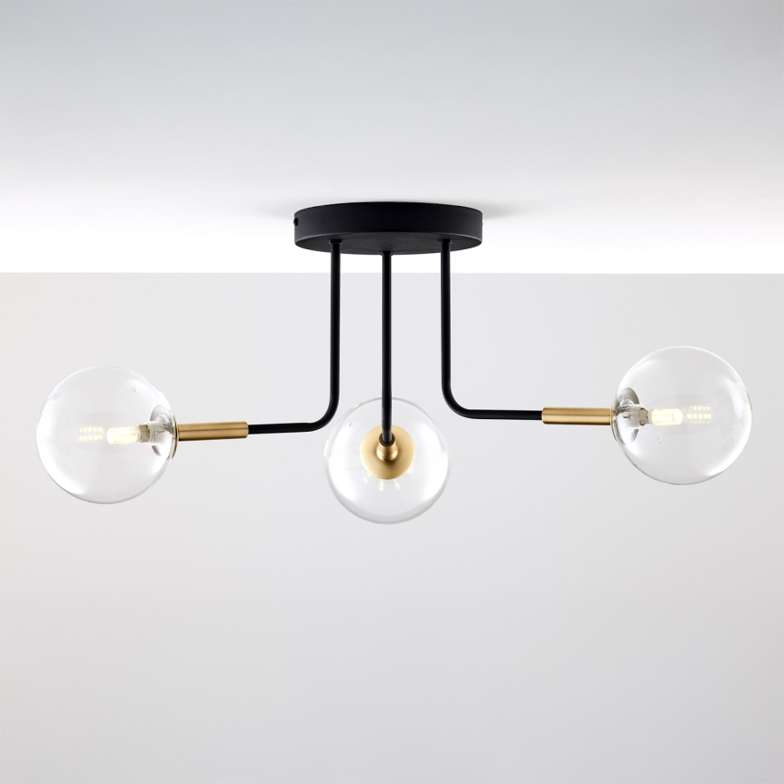 Jupiter 2039 - Viseći luster BURANO 3xG9/10W/230V crna/zlatna/prozirna
