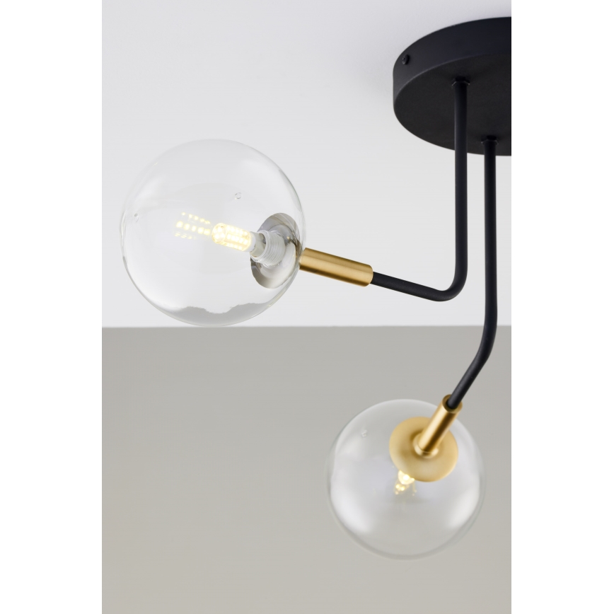 Jupiter 2039 - Viseći luster BURANO 3xG9/10W/230V crna/zlatna/prozirna