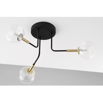 Jupiter 2039 - Viseći luster BURANO 3xG9/10W/230V crna/zlatna/prozirna