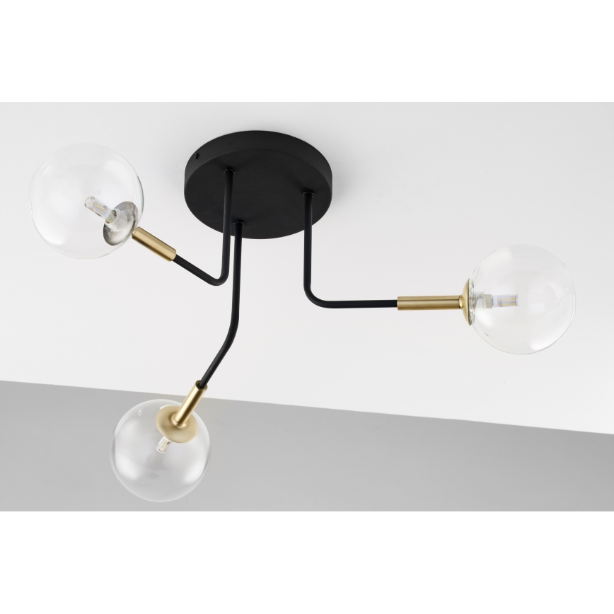 Jupiter 2039 - Viseći luster BURANO 3xG9/10W/230V crna/zlatna/prozirna