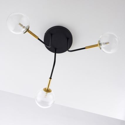 Jupiter 2039 - Viseći luster BURANO 3xG9/10W/230V crna/zlatna/prozirna