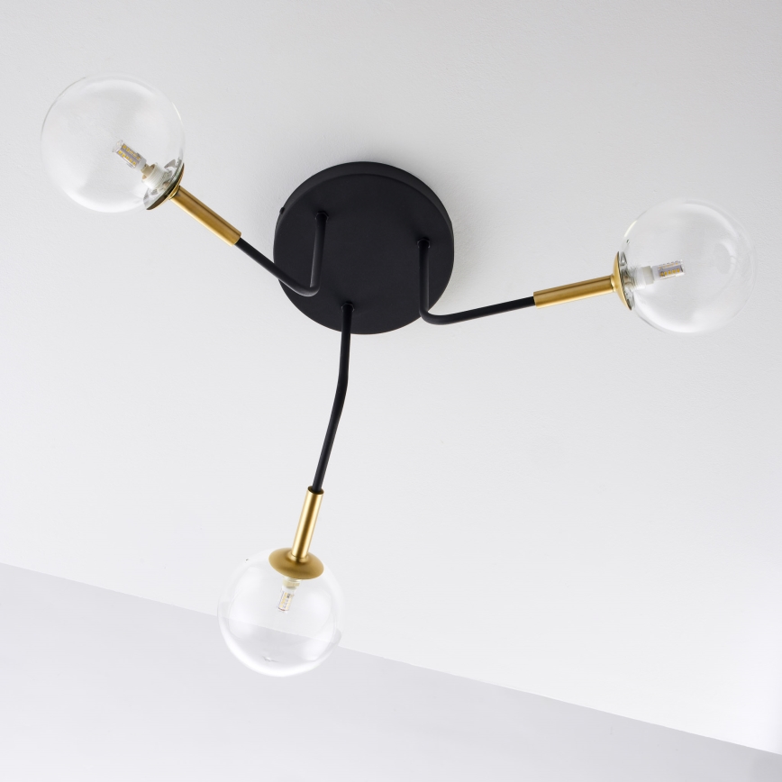 Jupiter 2039 - Viseći luster BURANO 3xG9/10W/230V crna/zlatna/prozirna